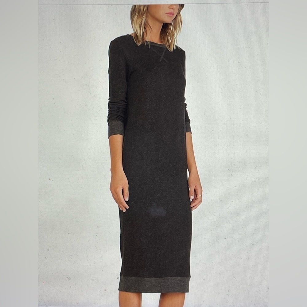 ATM dress midi sz small sweatshirt Long sleeve style gray